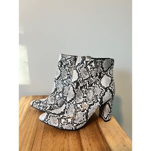 Scoop white and black snake print style booties - size 10